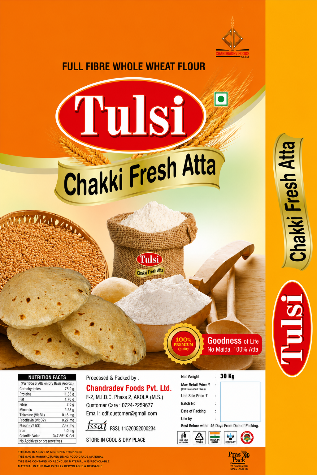 Tulsi Chakki Fresh Atta 30 Kg